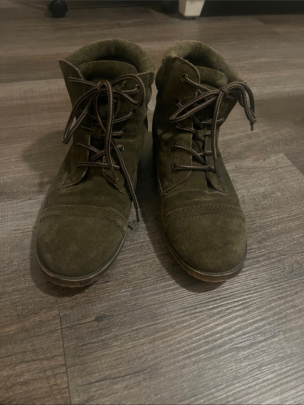 Steve Madden Olive Green Suede Lace-Up Boots